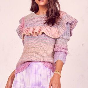 LoveShackFancy Yumi Ruffle Pullover Sweater